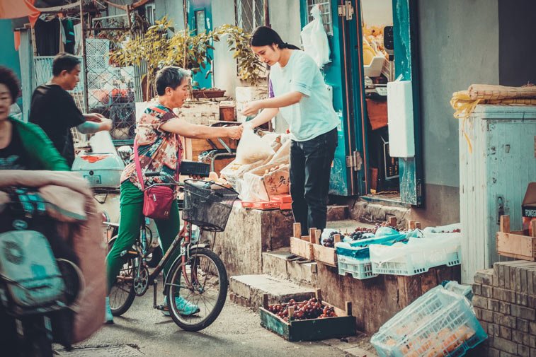 women at a market